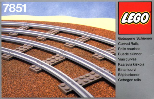 Lego 7851 8 4.5v Curved Rails Grey